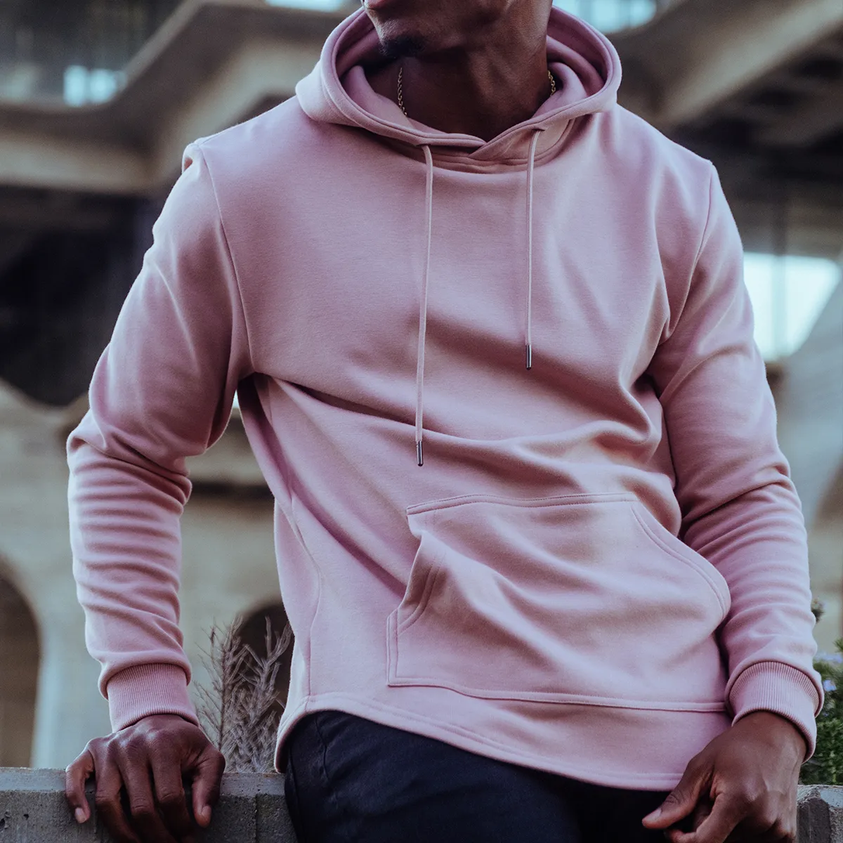 021 ESSENTIAL DROP CUT HOODIE - DUSTY ROSE