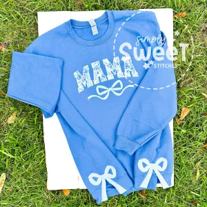 2850 - Mama Applique with Side Bows- Adult Sweatshirt