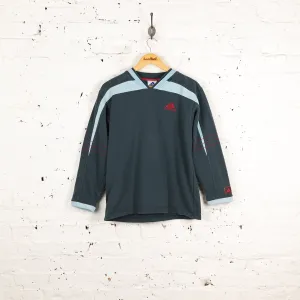 Adidas V Neck 90s Sweatshirt - Blue - M