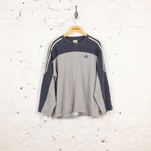 Adidas V Neck 90s Sweatshirt - Grey - L