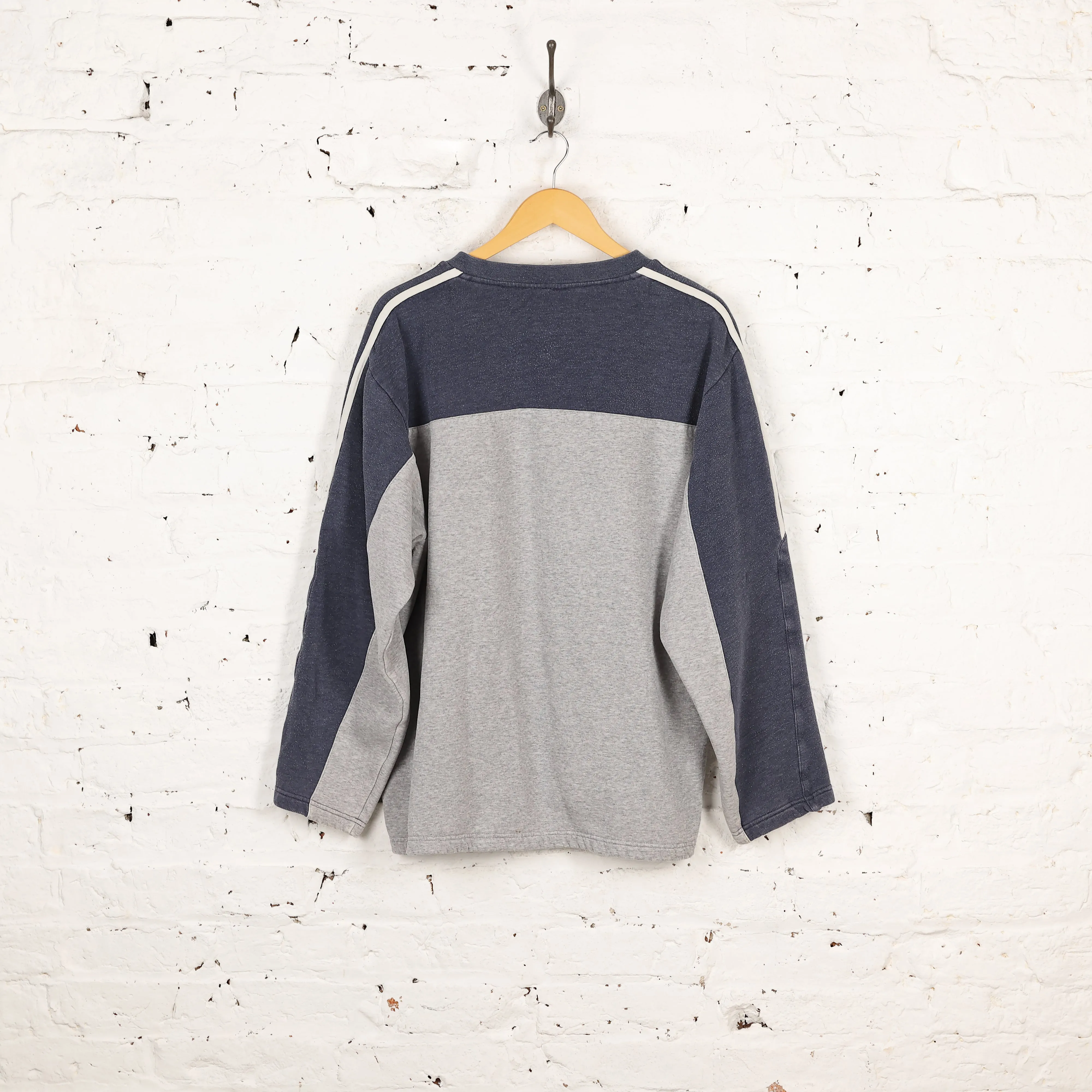 Adidas V Neck 90s Sweatshirt - Grey - L