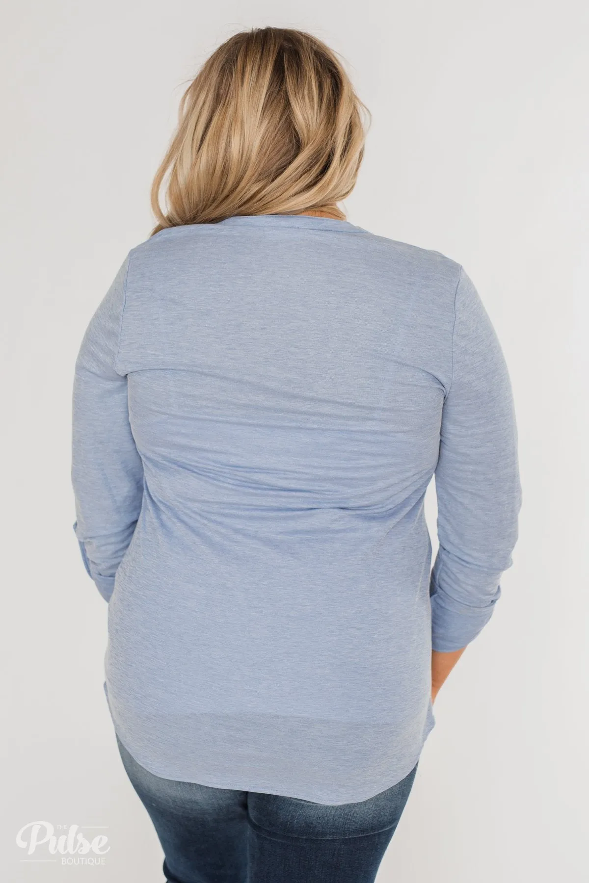 Always Be True V-Neck Top - Light Denim
