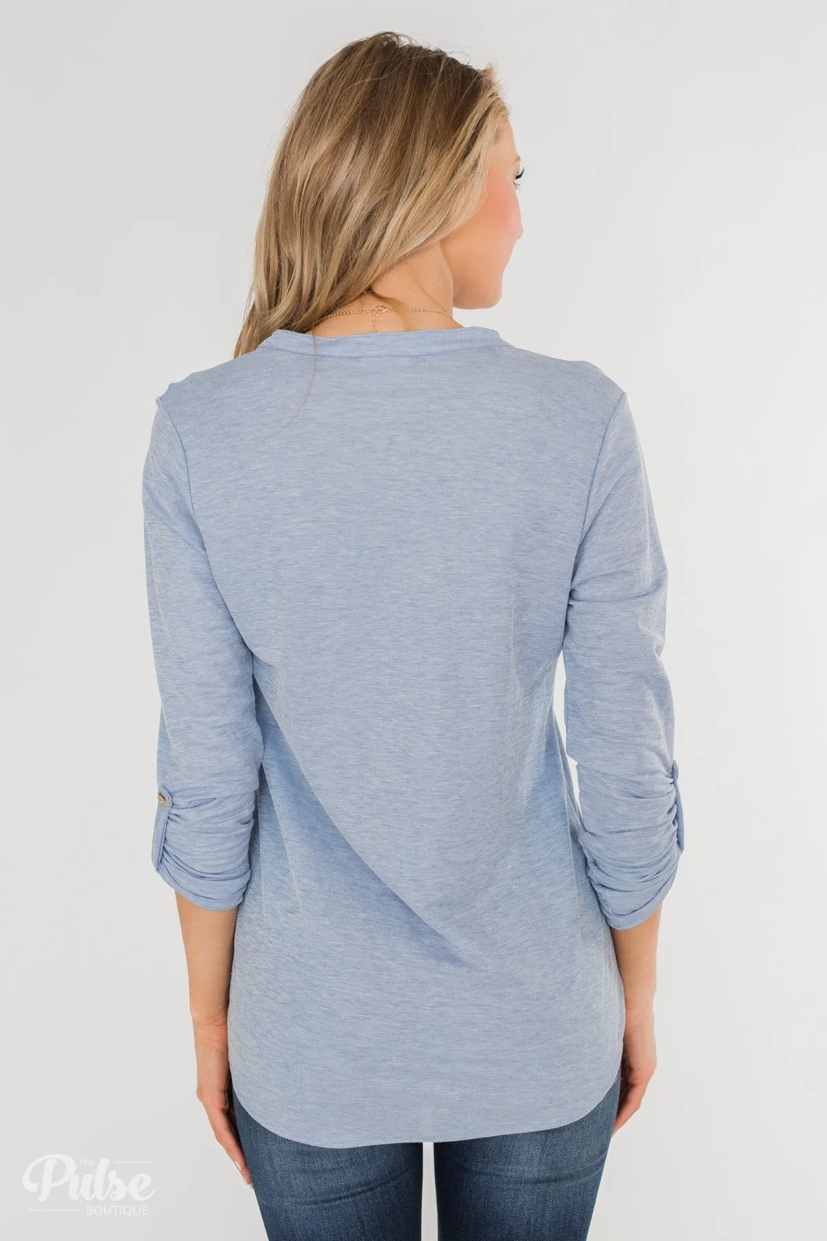 Always Be True V-Neck Top - Light Denim