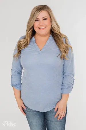 Always Be True V-Neck Top - Light Denim