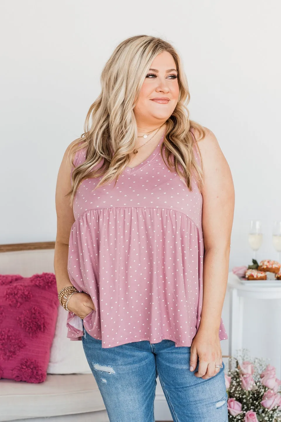 Always Be Yours V-Neck Tank Top- Pink
