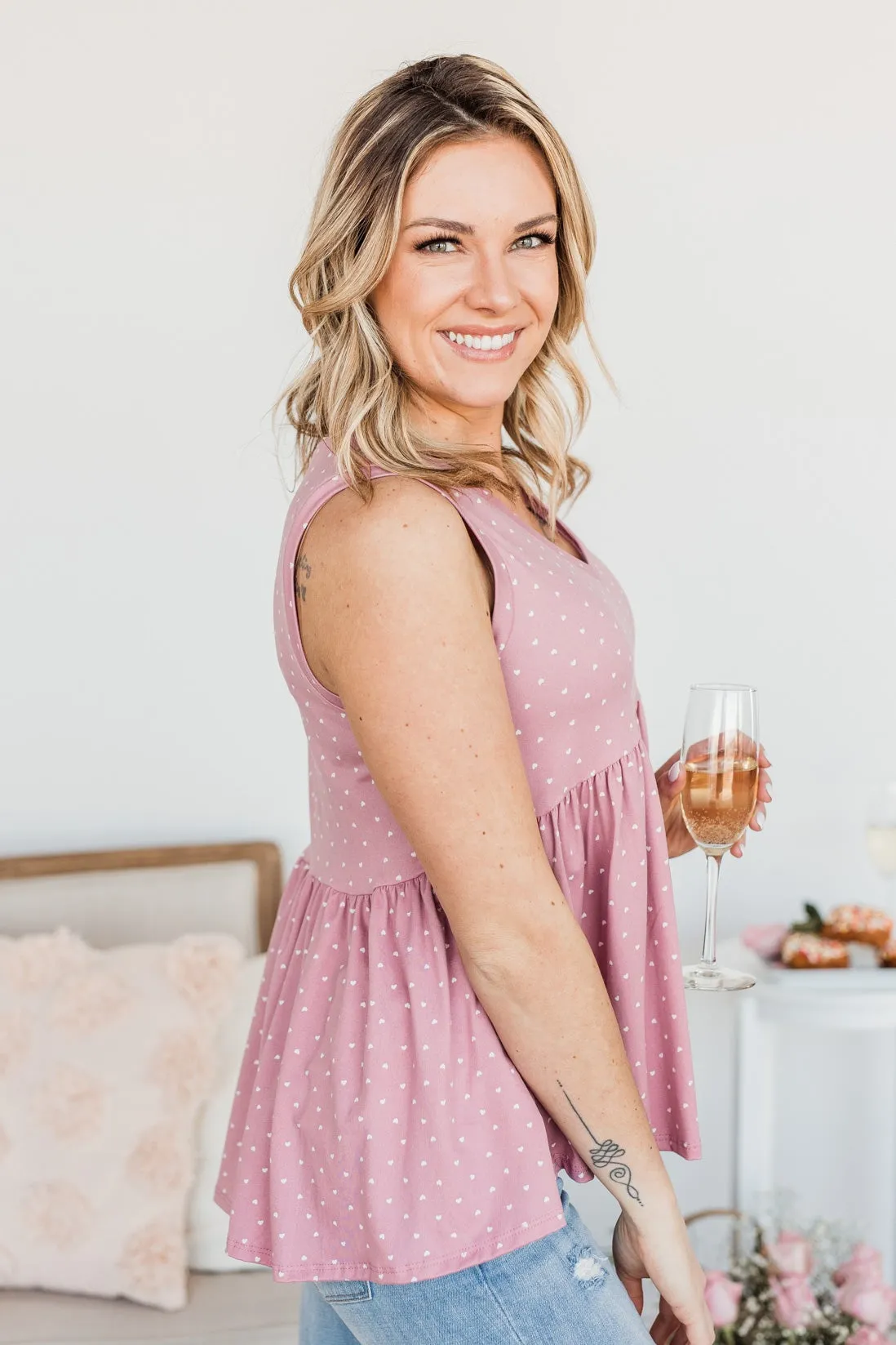 Always Be Yours V-Neck Tank Top- Pink