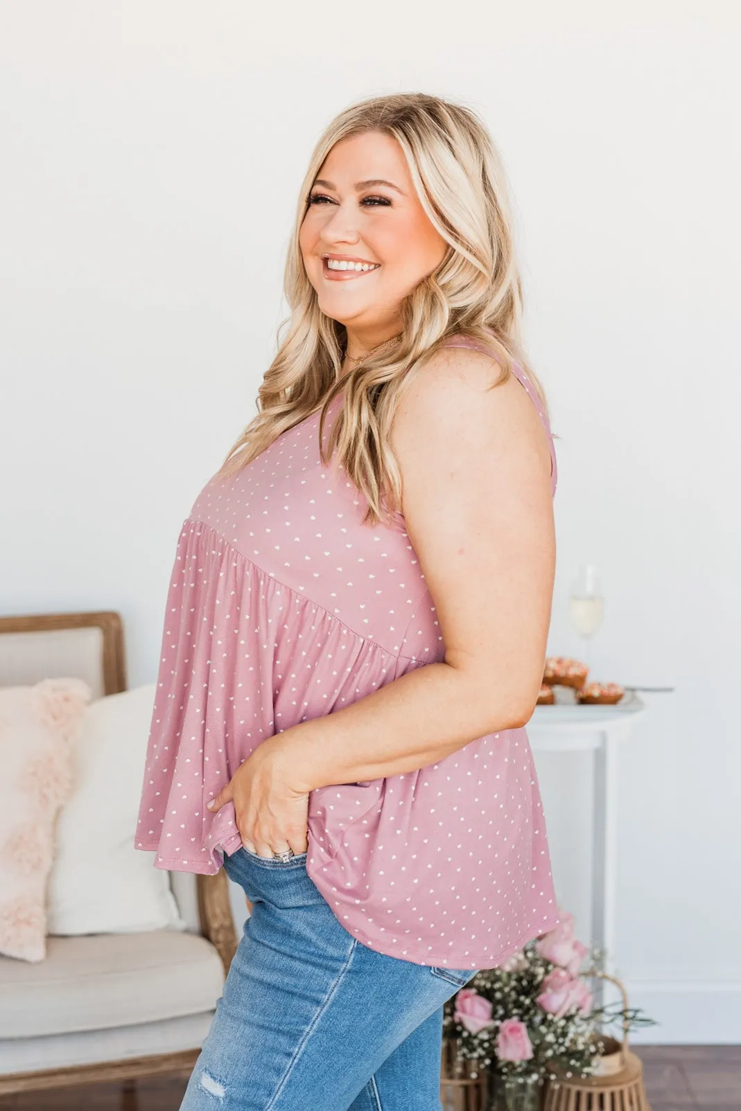 Always Be Yours V-Neck Tank Top- Pink