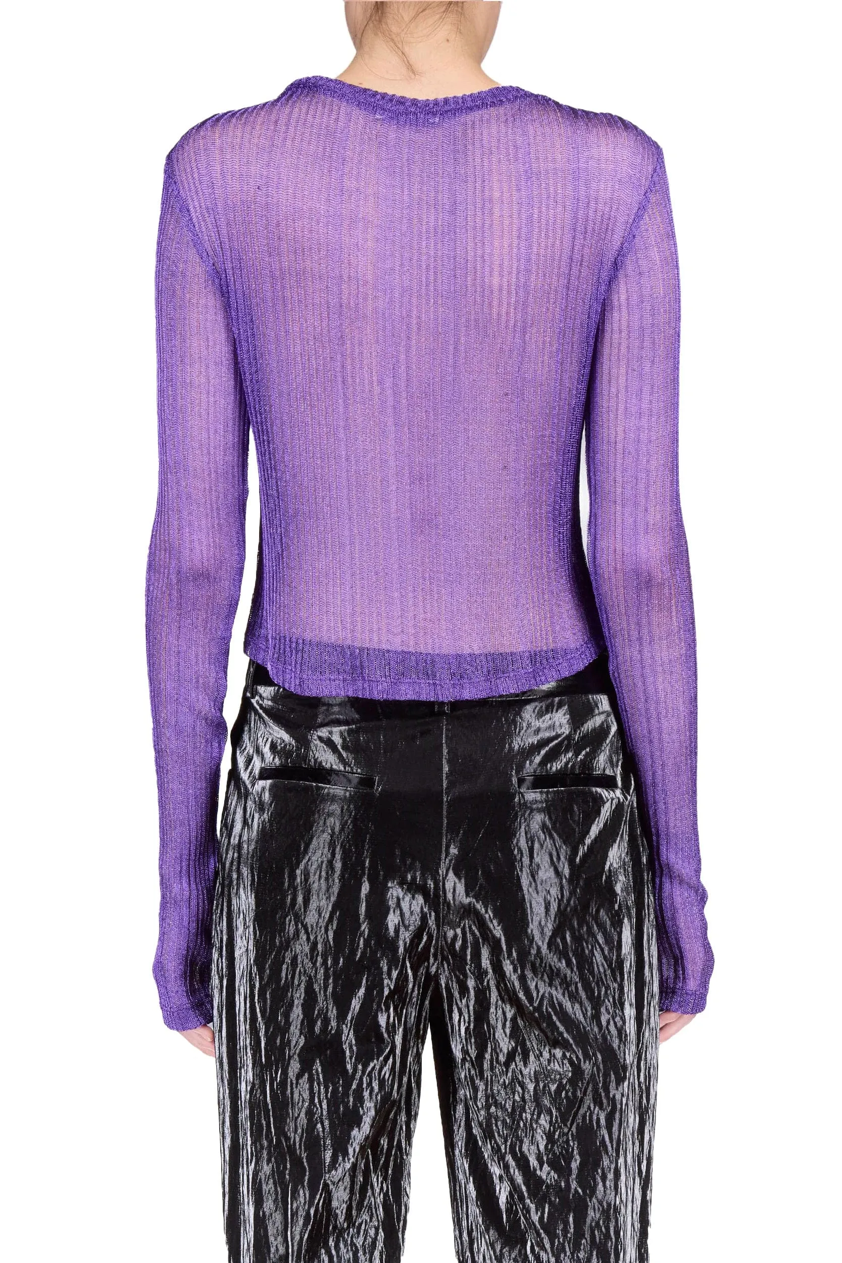 Amethyst Metallic V-Neck Cropped Top