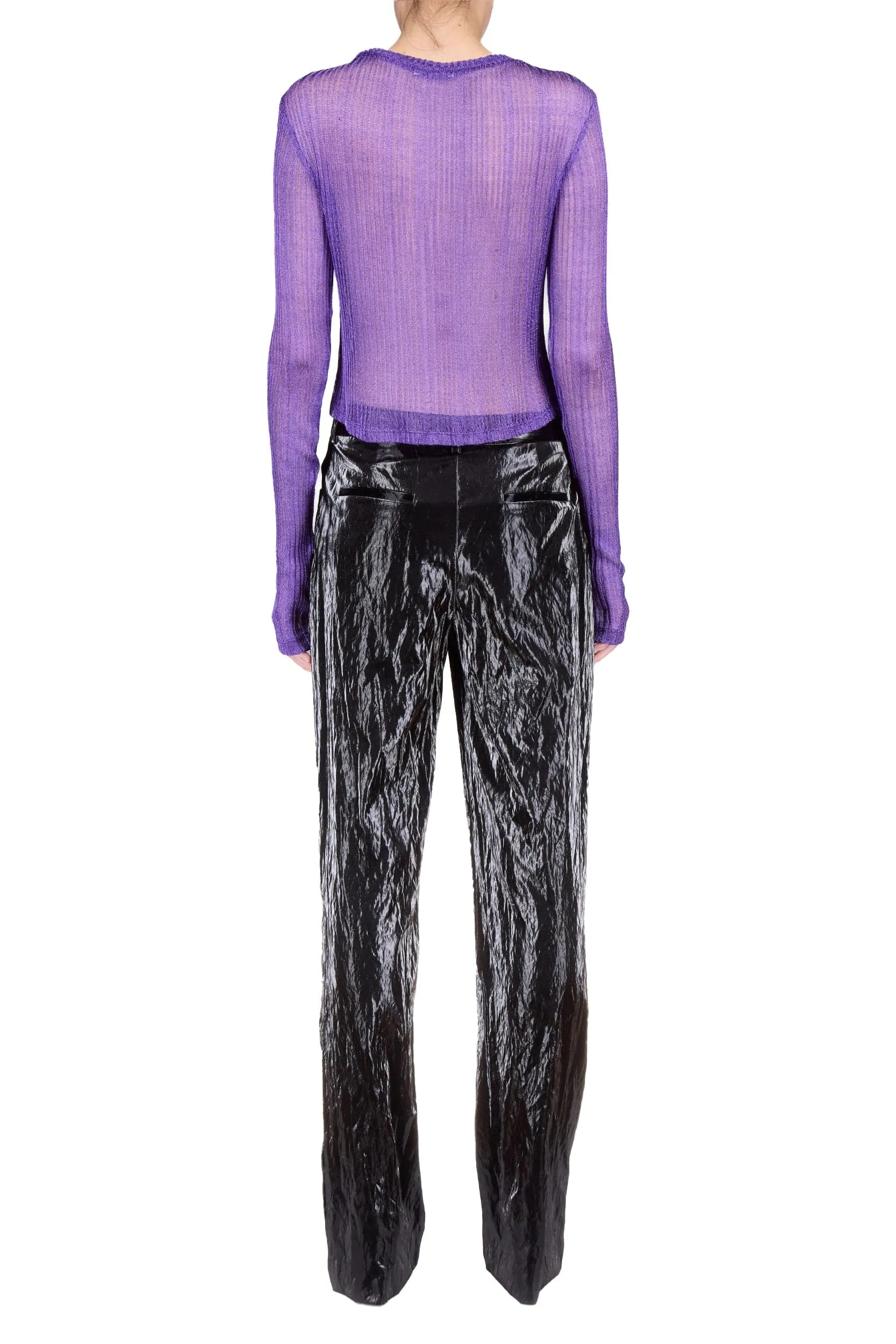 Amethyst Metallic V-Neck Cropped Top