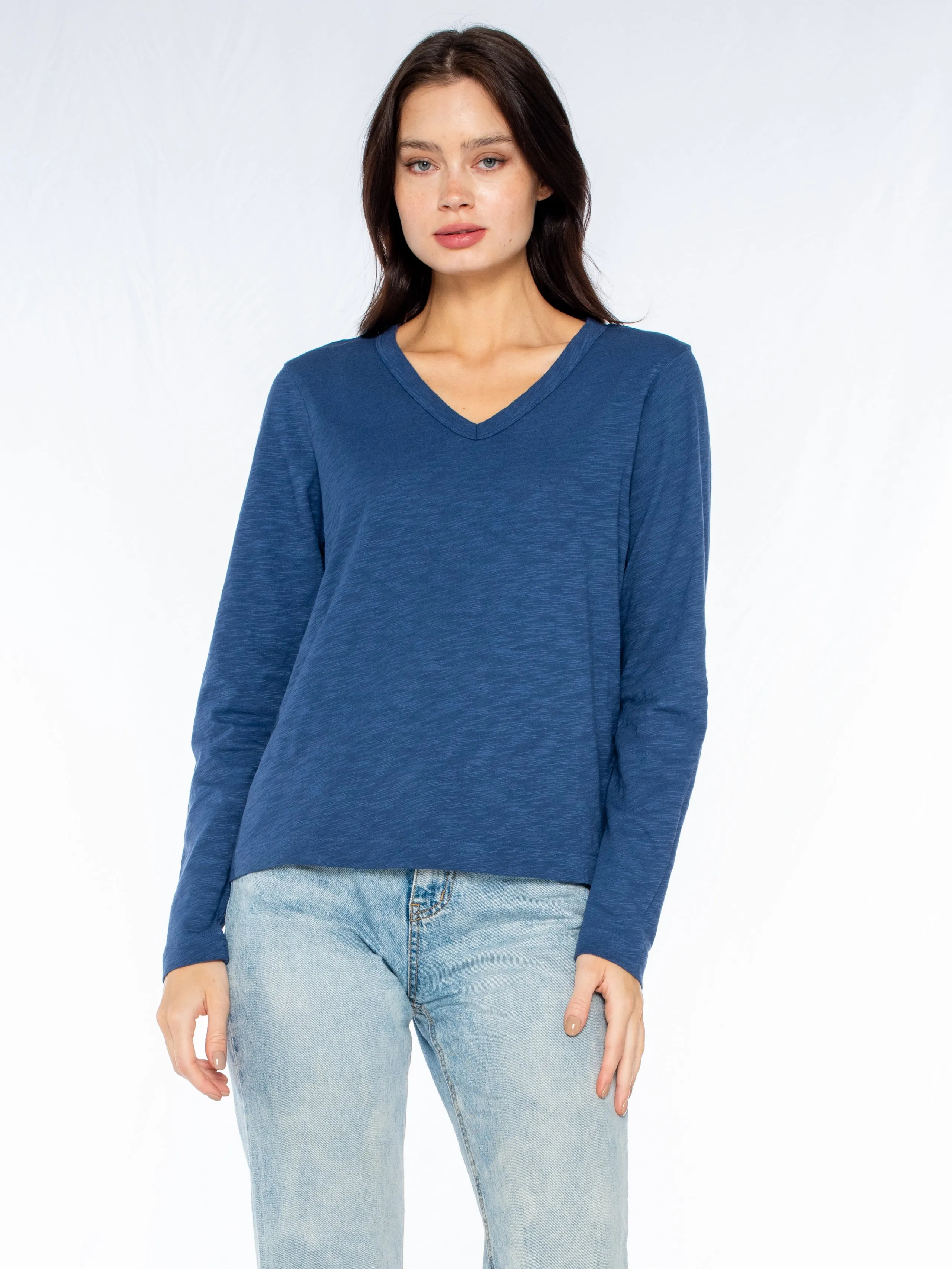 Baby Fit V-Neck L/S Slub Tee