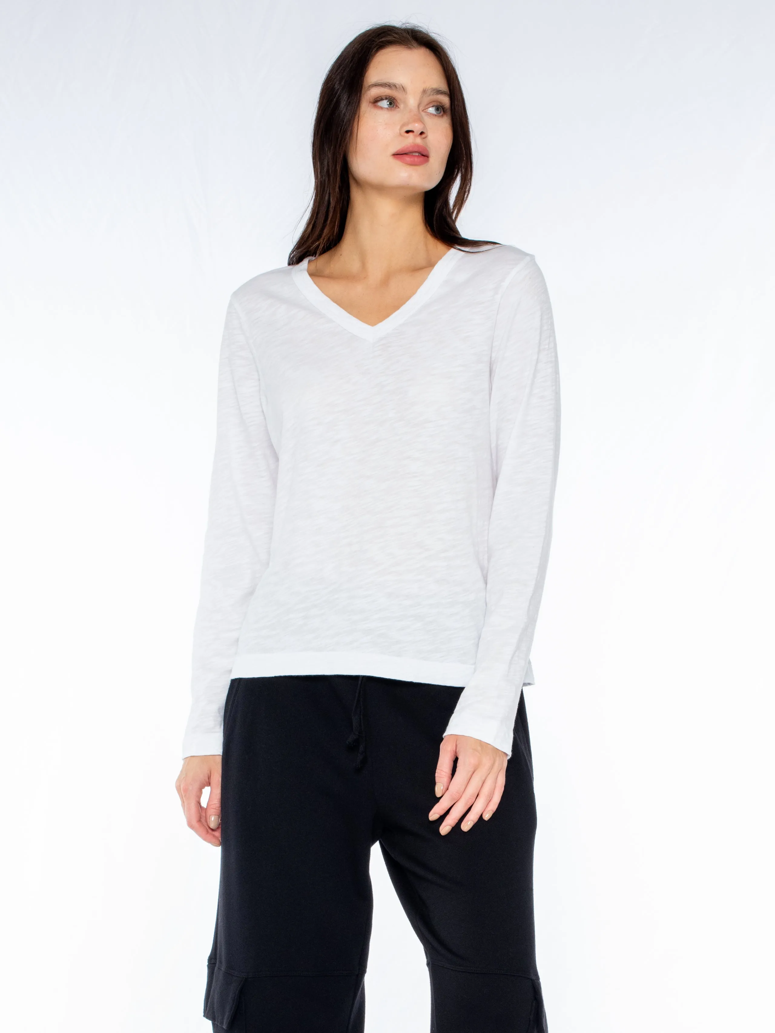Baby Fit V-Neck L/S Slub Tee