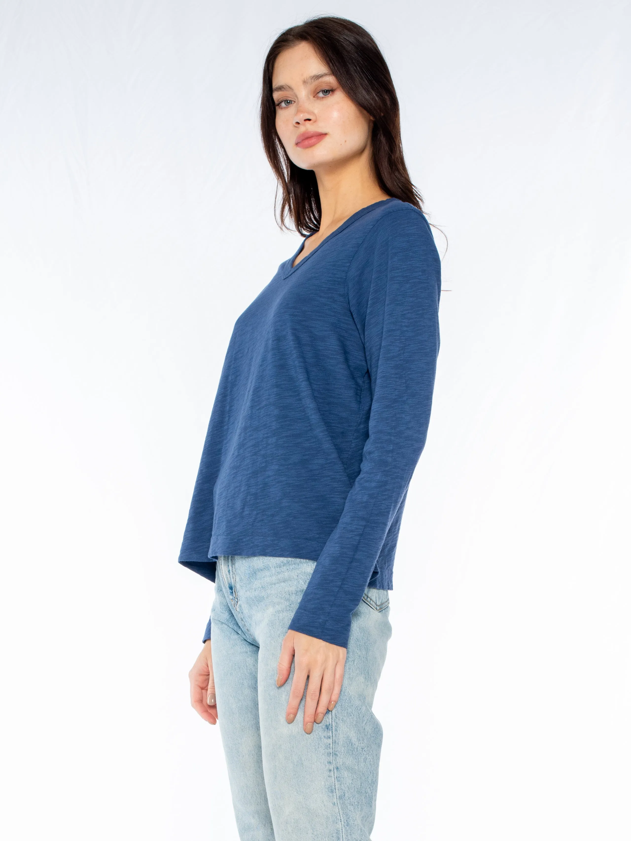 Baby Fit V-Neck L/S Slub Tee