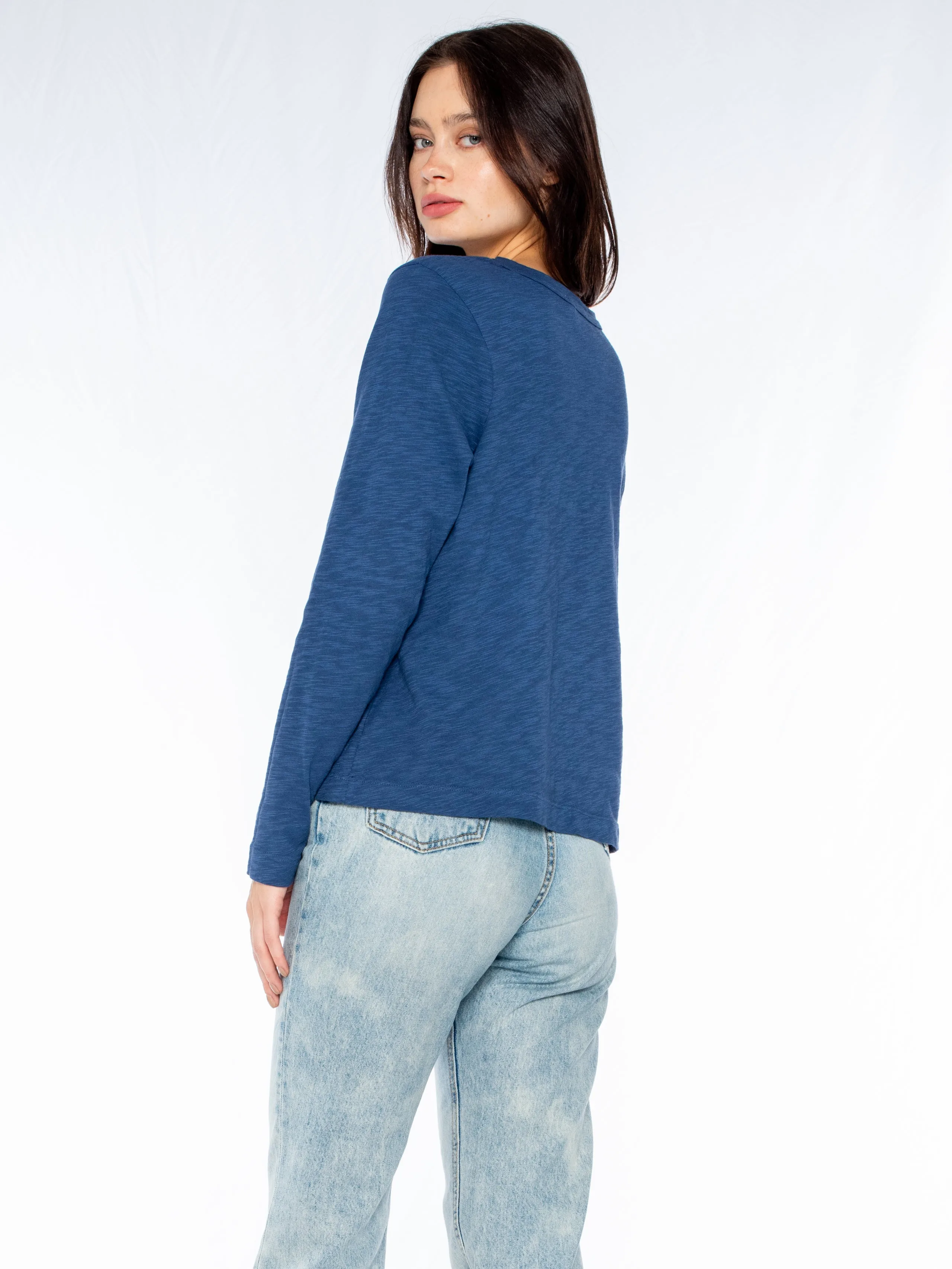 Baby Fit V-Neck L/S Slub Tee