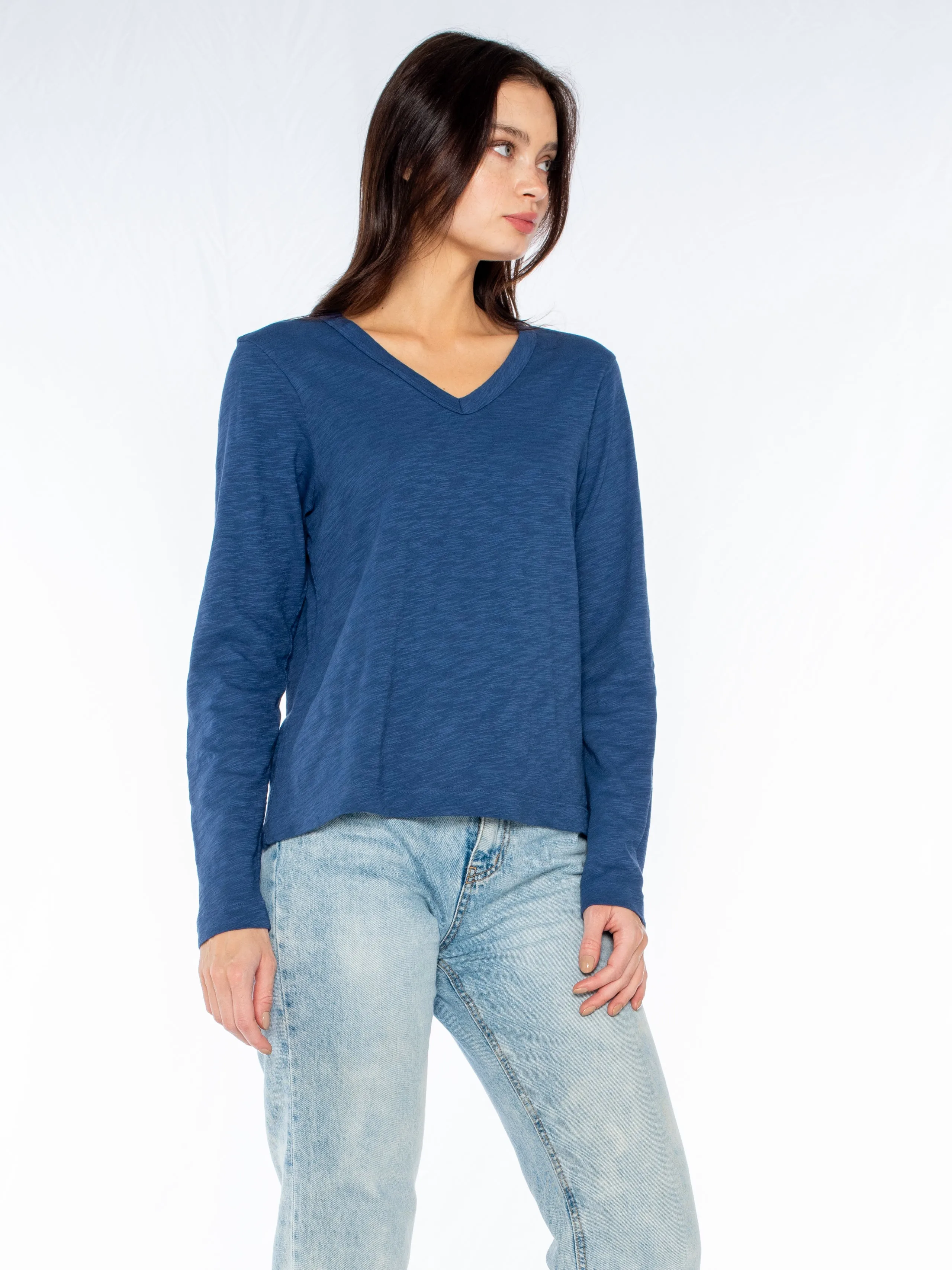 Baby Fit V-Neck L/S Slub Tee