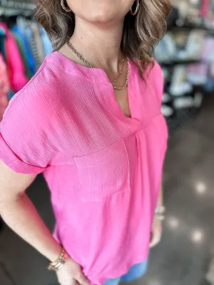 Bala Button Back V Neck Blouse