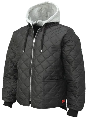 Black Quilted Hooded Freezer Jacket by Tough Duck - Style WJ26