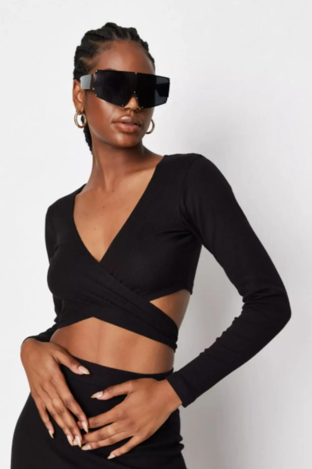 Black Rib Tie Back Top
