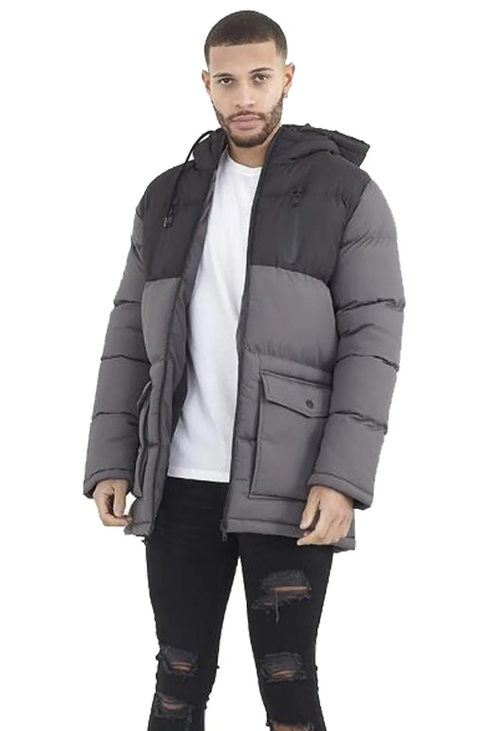 Brave Soul Mens Hooded Quilted Jacket