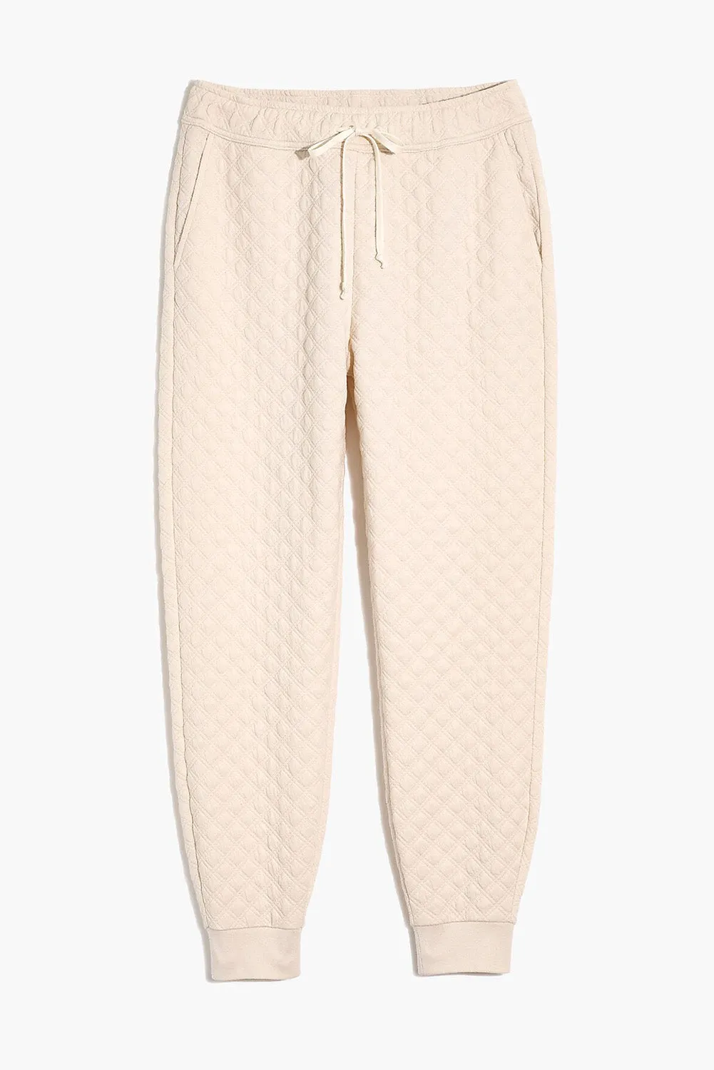 Bright White Quilted Hoodie and Sweatpants Two Piece Set