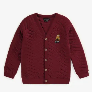 Cardigan rouge matelassé, enfant || Red quilted cardigan, child