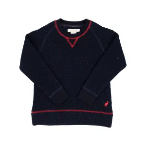 Cassidy Comfy Crewneck (Quilted) - Nantucket Navy with Richmond Red Stitching & Stork