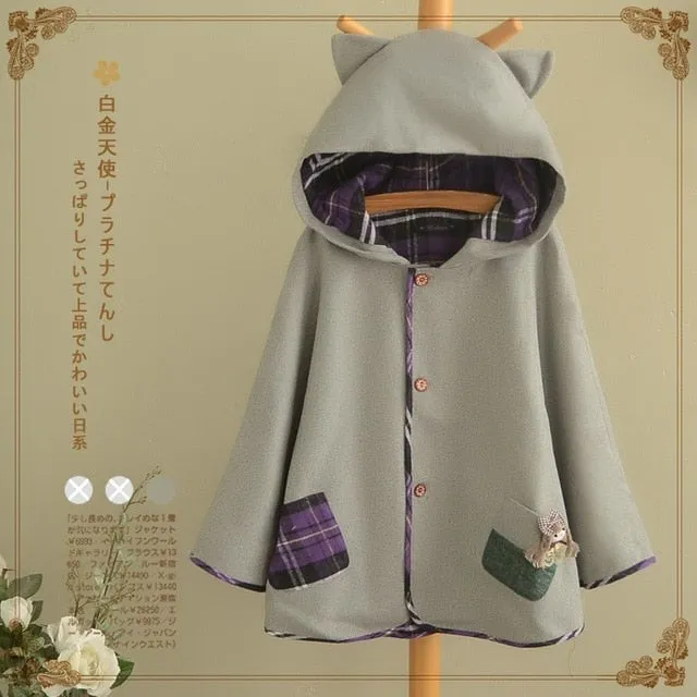 Cat Ear Pocket Tail Cape Women