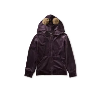 Cat Ears Velour Hoodie - Shadow