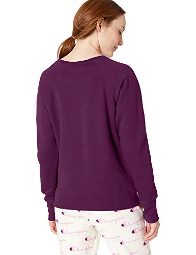 Champion Women's Powerblend Boyfriend Crew Sweatshirt, Venetian Purple - Applique, X Small