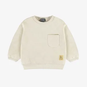 Chandail crème en jersey matelassé, bébé || Cream quilted jersey sweater, baby
