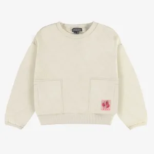Chandail crème en jersey matelassé, enfant || Cream quilted jersey sweater, child