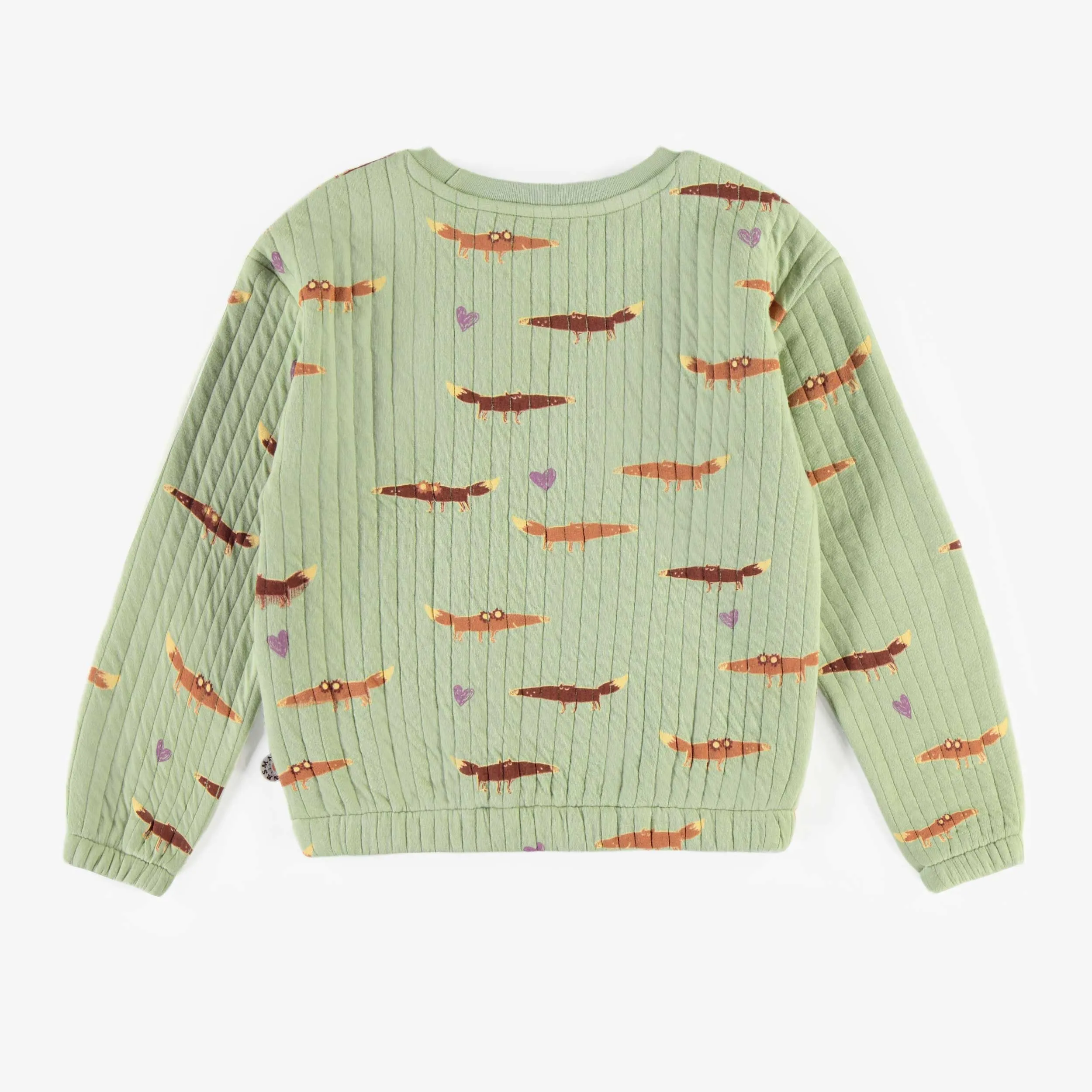 Chandail vert en jersey matelassé, enfant || Green crewneck in quilted jersey, child
