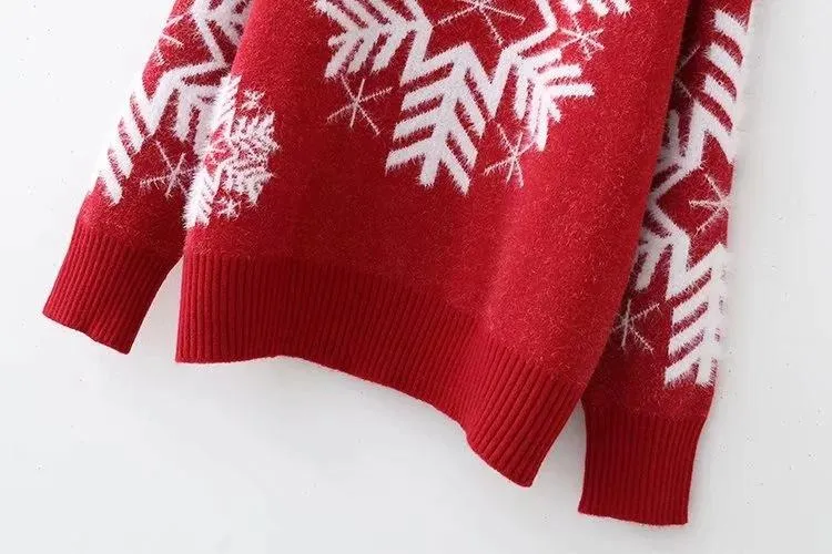 Christmas Snowflake High Neck Knitting Women Sweaters