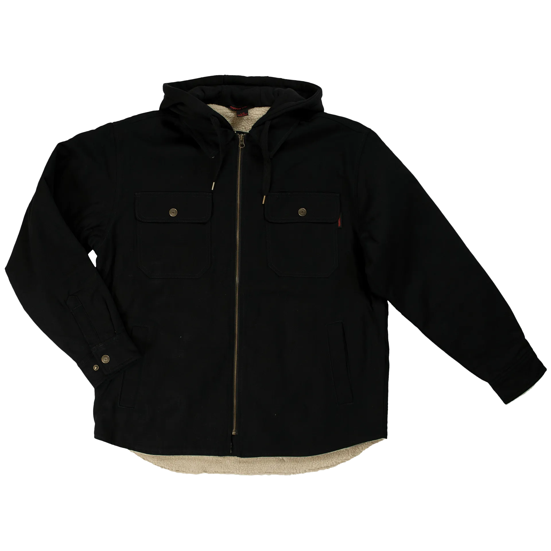 CLWS031-M-Black Jacket Shirt Tough Duck Sherpa Lined w/ Hood