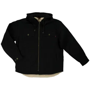 CLWS031-M-Black Jacket Shirt Tough Duck Sherpa Lined w/ Hood
