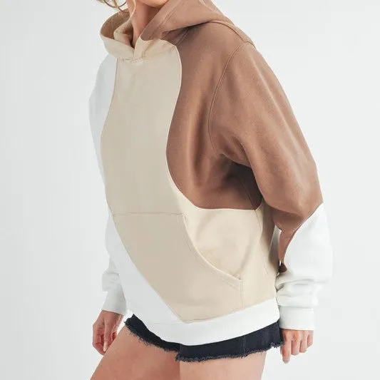 Color Block Hoodie with Kangaroo Pocket