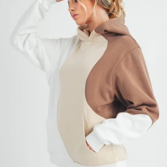 Color Block Hoodie with Kangaroo Pocket