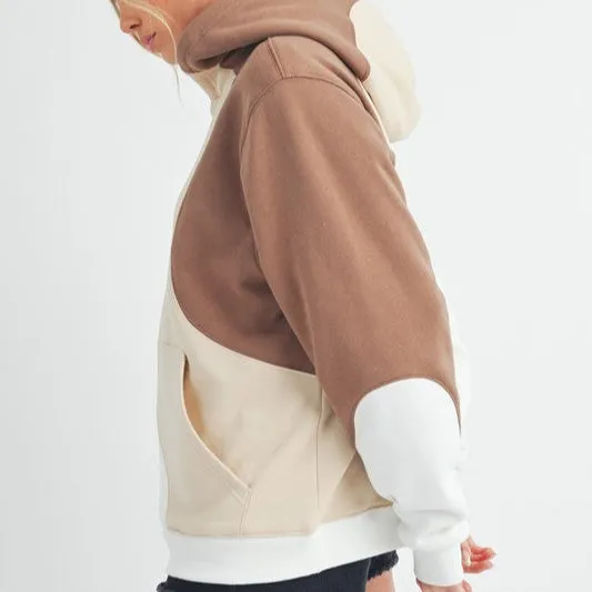 Color Block Hoodie with Kangaroo Pocket