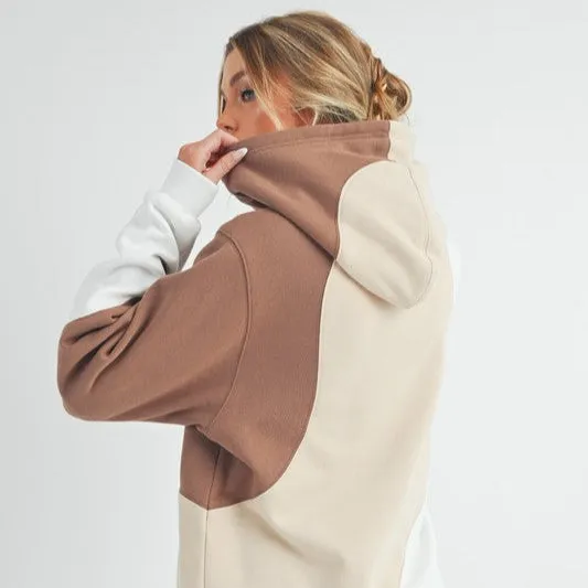 Color Block Hoodie with Kangaroo Pocket