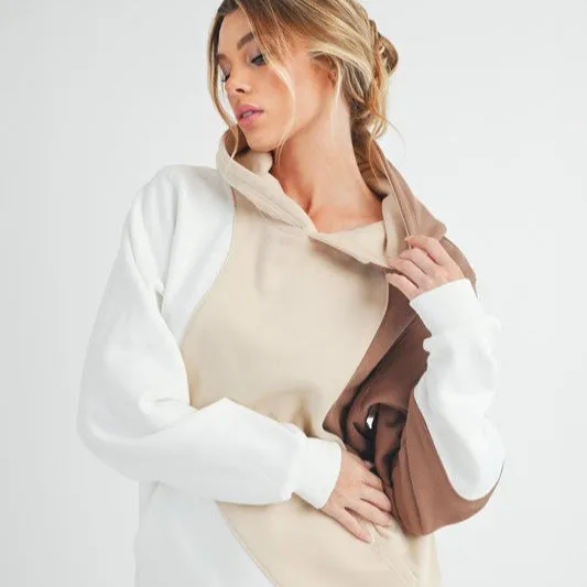 Color Block Hoodie with Kangaroo Pocket