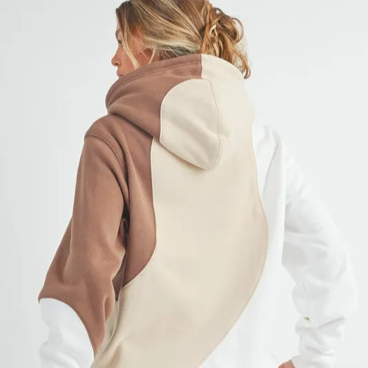 Color Block Hoodie with Kangaroo Pocket