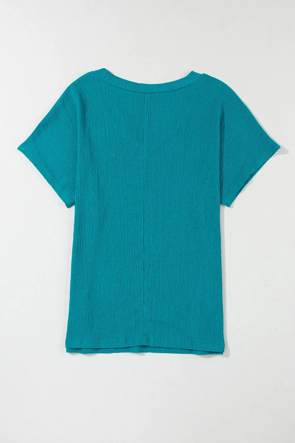 Crinkled V Neck Wide Sleeve T-shirt