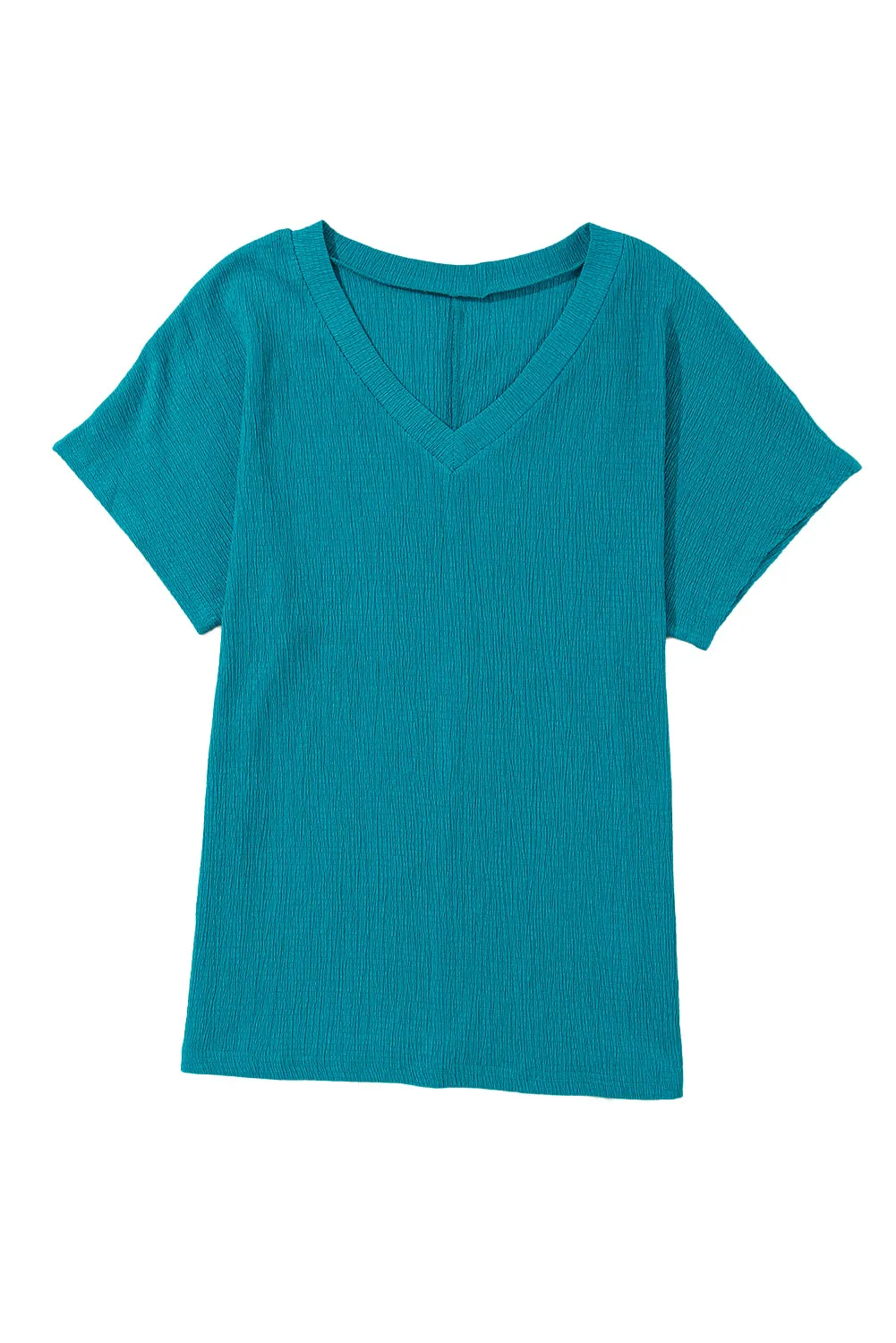 Crinkled V Neck Wide Sleeve T-shirt
