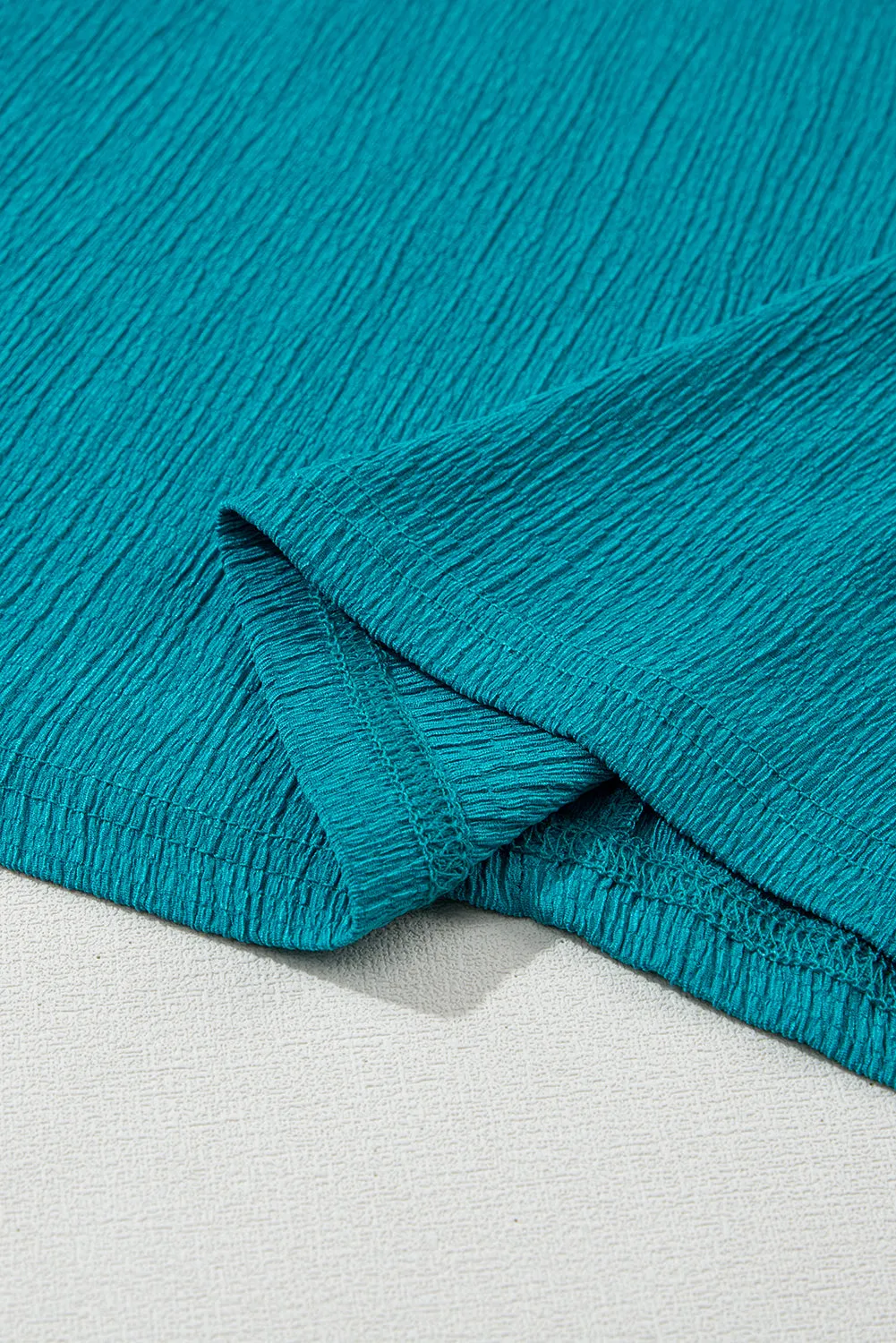 Crinkled V Neck Wide Sleeve T-shirt