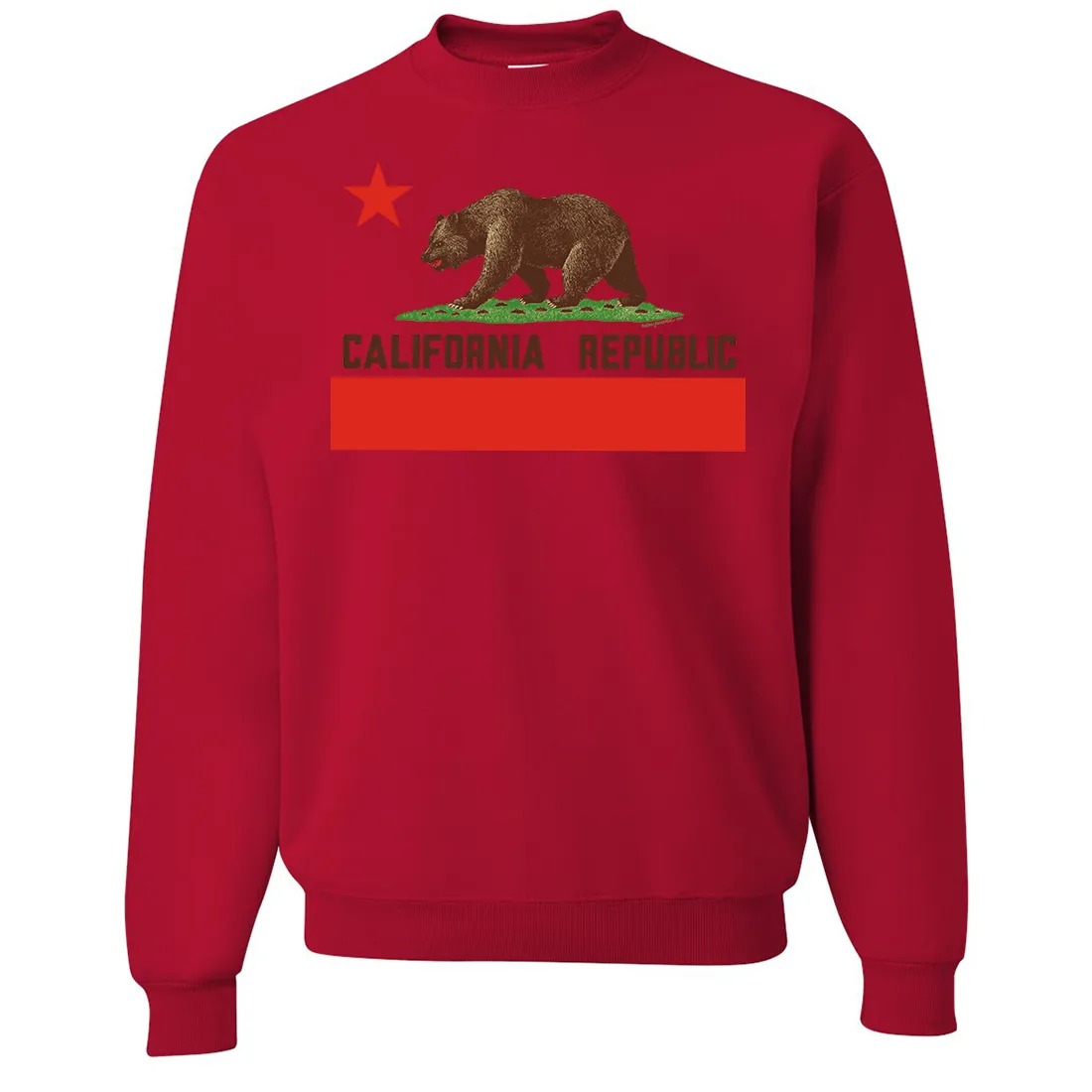 Don Pimentel California Republic Bear Flag Brown Text Crewneck Sweatshirt