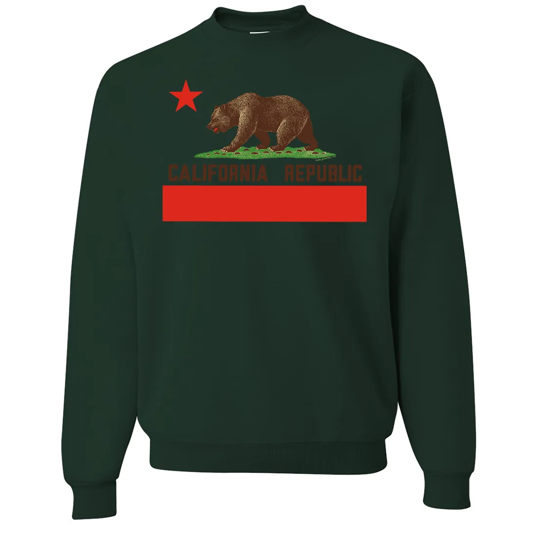 Don Pimentel California Republic Bear Flag Brown Text Crewneck Sweatshirt