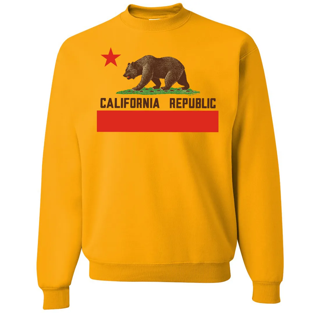 Don Pimentel California Republic Bear Flag Brown Text Crewneck Sweatshirt