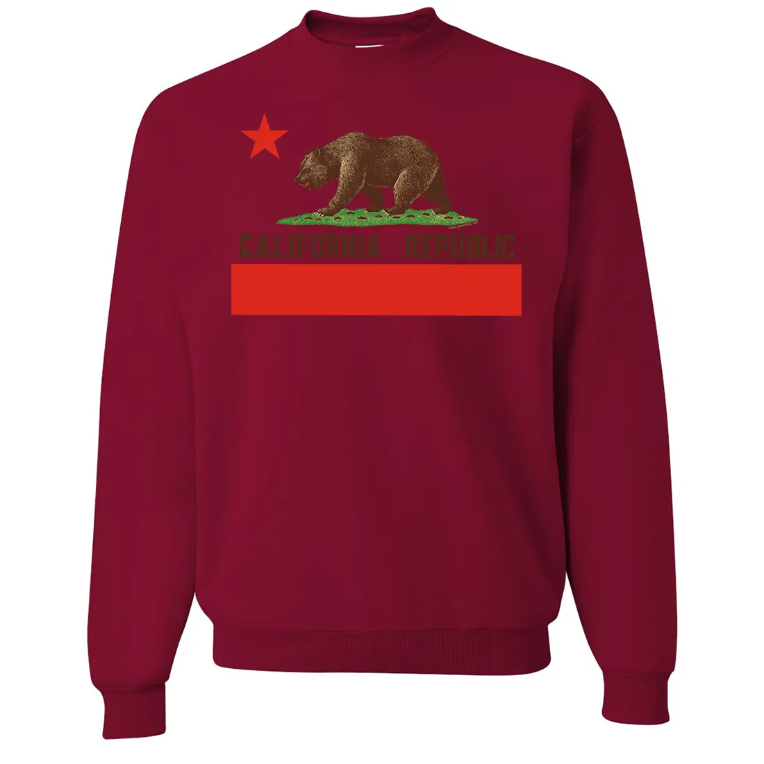 Don Pimentel California Republic Bear Flag Brown Text Crewneck Sweatshirt