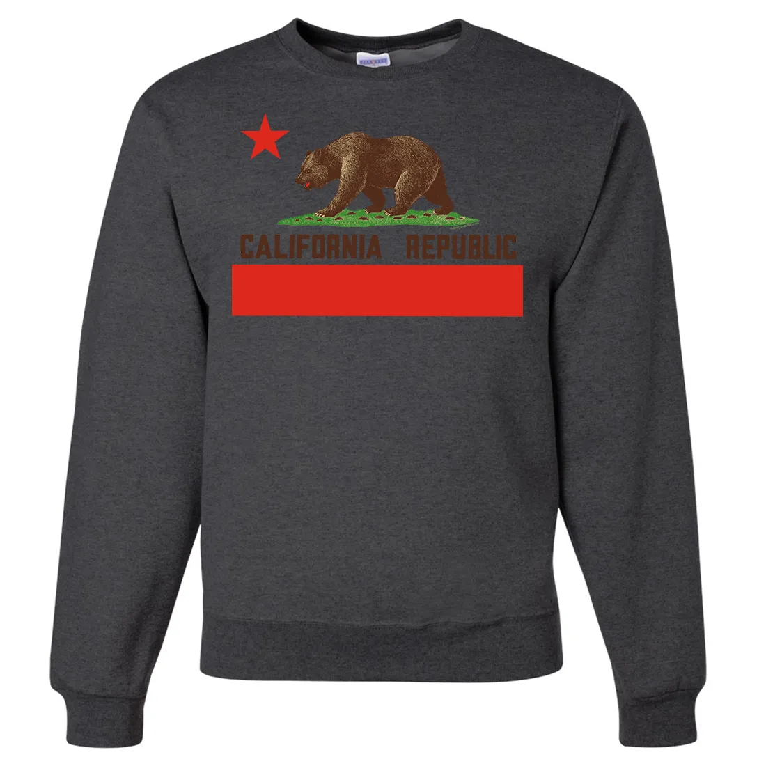 Don Pimentel California Republic Bear Flag Brown Text Crewneck Sweatshirt