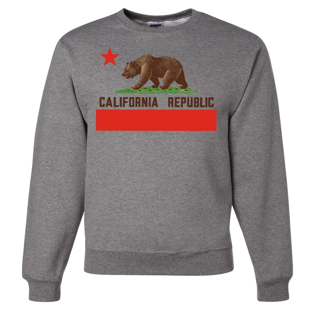 Don Pimentel California Republic Bear Flag Brown Text Crewneck Sweatshirt