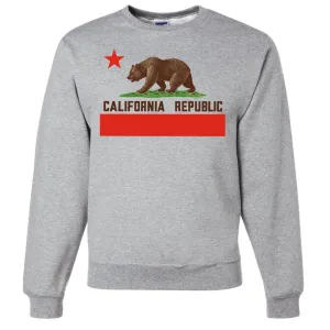 Don Pimentel California Republic Bear Flag Brown Text Crewneck Sweatshirt